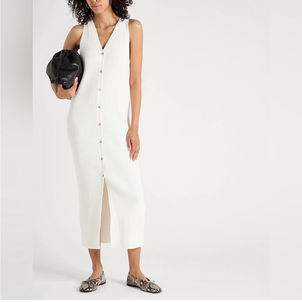 COS BUTTONED RIB-KNIT MAXI DRESS